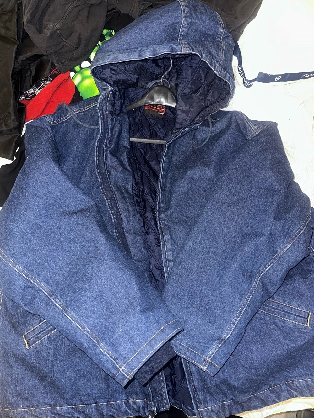 Wrangler Men's Hooded Denim Shirt Jacket in Blue